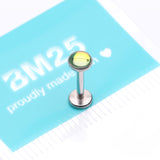 Detail View 3 of Iridescent Revo Sparkle Top Internally Threaded Steel Flat Back Stud Labret-Green Iridescent
