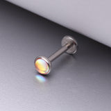Detail View 1 of Iridescent Revo Sparkle Top Internally Threaded Steel Flat Back Stud Labret-Pink Iridescent