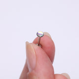 Detail View 2 of Iridescent Revo Sparkle Top Internally Threaded Steel Flat Back Stud Labret-Clear Gem Iridescent