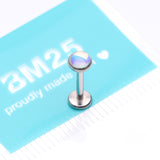 Detail View 3 of Iridescent Revo Sparkle Top Internally Threaded Steel Flat Back Stud Labret-Clear Gem Iridescent