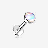 Iridescent Revo Sparkle Top Internally Threaded Steel Flat Back Stud Labret
