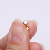 Detail View 2 of Rose Gold Iridescent Revo Sparkle Top Internally Threaded Steel Flat Back Stud Labret-Clear Gem Iridescent