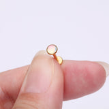 Detail View 2 of Golden Iridescent Revo Sparkle Top Internally Threaded Steel Flat Back Stud Labret-Clear Gem Iridescent