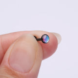 Detail View 2 of Blackline Iridescent Revo Sparkle Top Internally Threaded Steel Flat Back Stud Labret-Clear Gem Iridescent