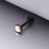 Detail View 1 of Blackline Iridescent Revo Sparkle Top Internally Threaded Steel Flat Back Stud Labret-Clear Gem Iridescent