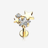 Golden Sparkle Stars Top Internally Threaded Steel Labret