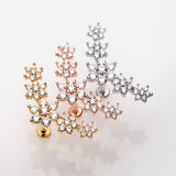 Detail View 2 of Brilliant Sparkle Flower Journey Top Internally Threaded Steel Labret-Clear Gem