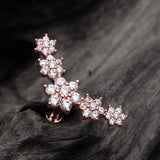 Detail View 1 of Rose Gold Brilliant Sparkle Flower Journey Top Internally Threaded Steel Labret-Clear Gem