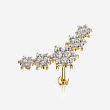 Golden Brilliant Sparkle Flower Journey Top Internally Threaded Steel Labret