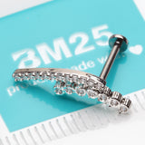 Detail View 2 of Curvature Sparkle Lined Internally Threaded Labret-Clear Gem