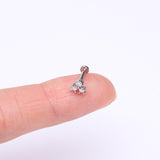 Detail View 2 of Trinity Sparkle Prong Set Top Internally Threaded Steel Flat Back Stud Labret-Clear Gem