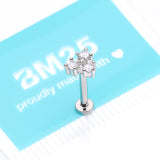 Detail View 3 of Trinity Sparkle Prong Set Top Internally Threaded Steel Flat Back Stud Labret-Clear Gem