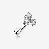 Trinity Sparkle Prong Set Top Internally Threaded Steel Flat Back Stud Labret