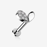 Adorable Heart Sprout Sparkle Internally Threaded Steel Flat Back Stud Labret