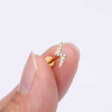 Detail View 2 of Golden Lightning Bolt Sparkle Top Internally Threaded Steel Flat Back Stud Labret-Clear Gem