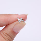 Detail View 2 of Chevron Arrow Sparkle Top Internally Threaded Steel Flat Back Stud Labret-Clear Gem