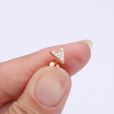 Detail View 2 of Rose Gold Chevron Arrow Sparkle Top Internally Threaded Steel Flat Back Stud Labret-Clear Gem