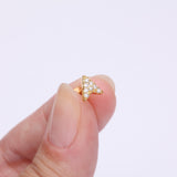 Detail View 2 of Golden Chevron Arrow Sparkle Top Internally Threaded Steel Flat Back Stud Labret-Clear Gem