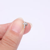 Detail View 2 of Holy Cross Sparkle Top Internally Threaded Steel Flat Back Stud Labret-Clear Gem