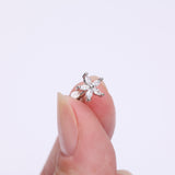 Detail View 2 of Marquise Flower Sparkle Top Internally Threaded Steel Flat Back Stud Labret-Clear Gem