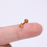 Detail View 2 of Golden Triangle Beveled Beaded Edge Top Internally Threaded Steel Flat Back Stud Labret