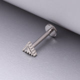 Detail View 1 of Triangle Beveled Beaded Edge Top Internally Threaded Steel Flat Back Stud Labret