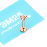 Detail View 3 of Rose Gold Adorable Heart Embossed Top Internally Threaded Steel Flat Back Stud Labret