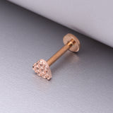 Detail View 1 of Rose Gold Adorable Heart Embossed Top Internally Threaded Steel Flat Back Stud Labret