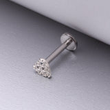 Detail View 1 of Adorable Heart Embossed Top Internally Threaded Steel Flat Back Stud Labret