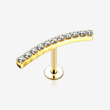 Golden Brilliant Sparkle Gems Journey Top Internally Threaded Steel Labret-Clear Gem