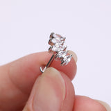 Detail View 2 of Marquise Sparkle Curve Top Internally Threaded Steel Flat Back Stud Labret-Clear Gem