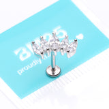 Detail View 3 of Marquise Sparkle Curve Top Internally Threaded Steel Flat Back Stud Labret-Clear Gem