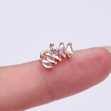 Detail View 2 of Rose Gold Marquise Sparkle Curve Top Internally Threaded Steel Flat Back Stud Labret-Aurora Borealis