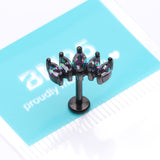 Detail View 3 of Blackline Marquise Sparkle Curve Top Internally Threaded Steel Flat Back Stud Labret-Vitrail Medium