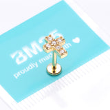 Detail View 3 of Golden Grand Sparkle Cross Top Internally Threaded Steel Flat Back Stud Labret-Clear Gem