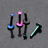Detail View 1 of Colorline PVD Star Top Internally Threaded Labret-Black
