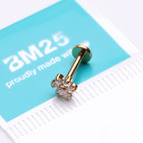 Detail View 2 of Golden Brilliant Sparkle Flower Top Internally Threaded Labret-Clear Gem
