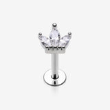 Brilliant Sparkle Marquise Lotus Flower Top Internally Threaded Steel Labret