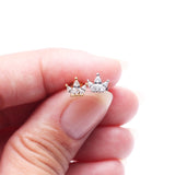 Detail View 4 of Brilliant Sparkle Marquise Lotus Flower Top Internally Threaded Steel Labret-Clear Gem