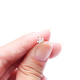 Detail View 3 of Golden Brilliant Sparkle Marquise Lotus Flower Top Internally Threaded Steel Labret-Clear Gem