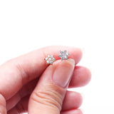 Detail View 4 of Golden Brilliant Sparkle Spring Flower Top Internally Threaded Steel Labret-Clear Gem