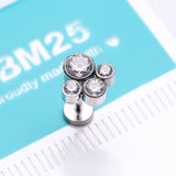 Detail View 2 of Bali Bauble Sparkle Top Internally Threaded Steel Labret-Clear Gem