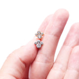 Detail View 4 of Golden Bali Bauble Sparkle Top Internally Threaded Steel Labret-Clear Gem