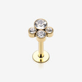 Golden Bali Bauble Sparkle Top Internally Threaded Steel Labret