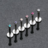 Detail View 2 of Steel Gem Ball Internally Threaded Labret-Black
