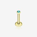 Gold Plated Gem Ball Internally Threaded Labret