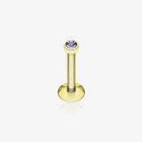 Gold Plated Gem Ball Internally Threaded Labret