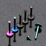 Detail View 1 of Colorline Gem Ball Internally Threaded Labret-Black/Fuchsia