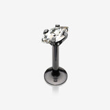 Blackline Marquise Sparkle Prong Set Gem Top Internally Threaded Steel Labret