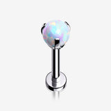 Fire Opal Claw Prong Set Sparkle Internally Threaded Labret